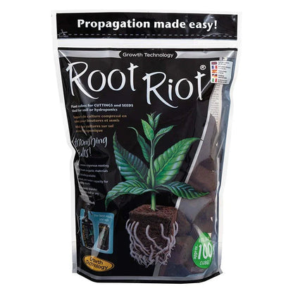 Growth Technology Root Riot are peat-based cubes which have the ideal structure to create the right air and moisture levels