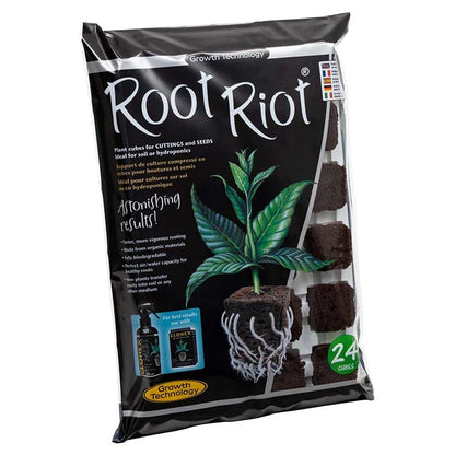 Growth Technology Root Riot are peat-based cubes which have the ideal structure to create the right air and moisture levels