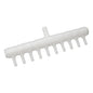 White plastic tool with multiple prongs on a white background