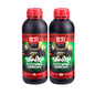 Two bottles of Sho Gun Samurai Hydro Grow soft water on a white background