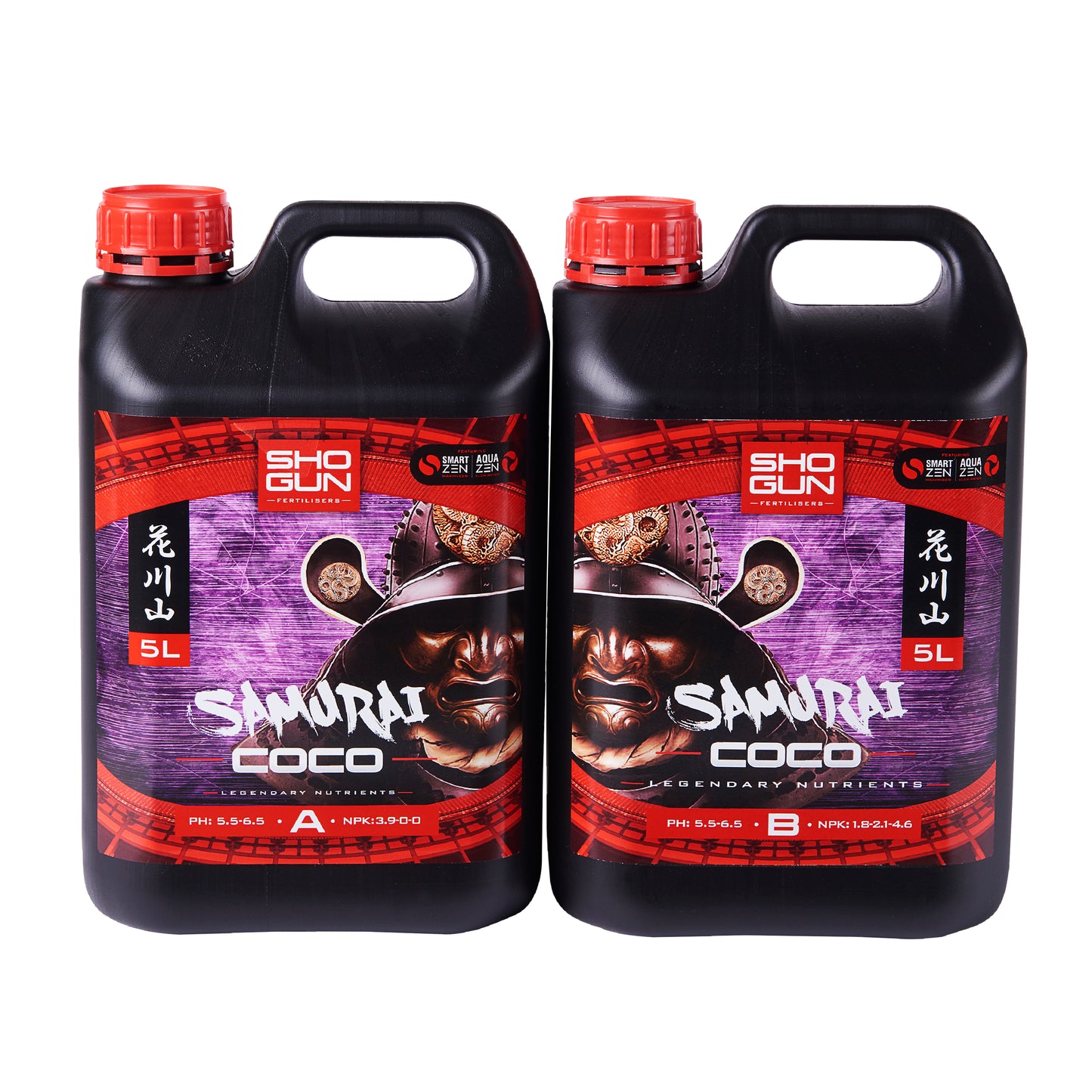 Two bottles of Samurai Coco fertilizer on a white background