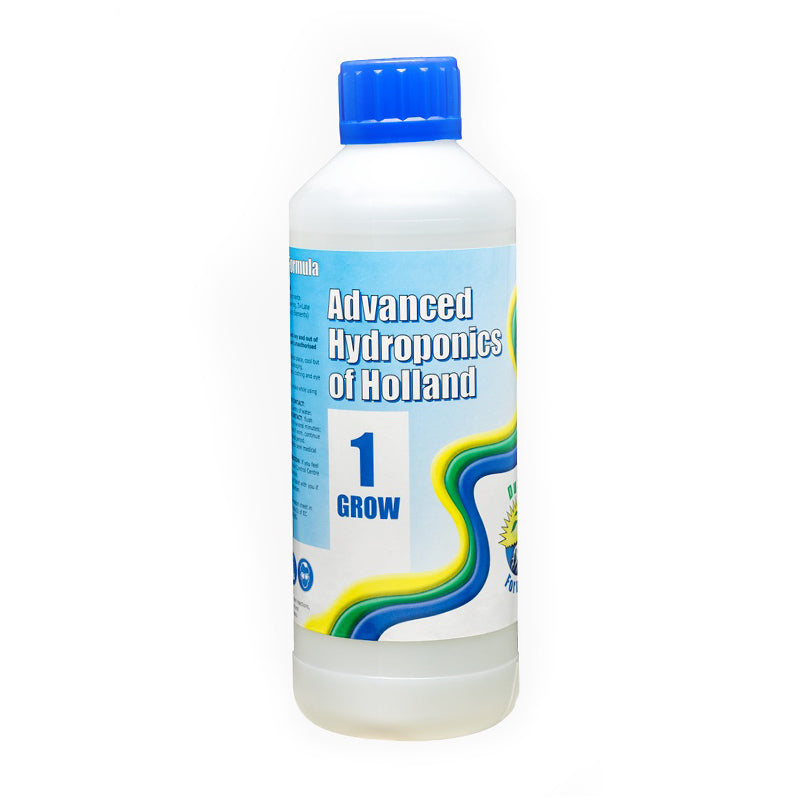 Bottle of Advanced Hydroponics of Holland nutrient solution on a white background