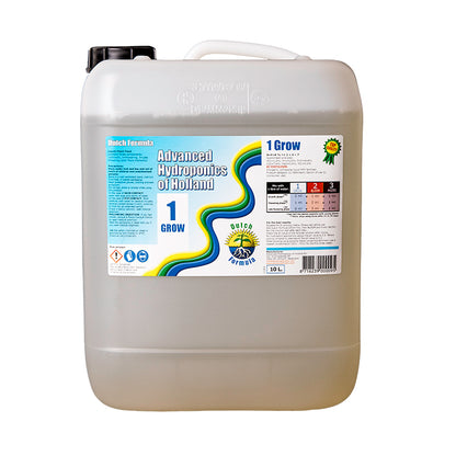 Large container of Advanced Hydroponics of Holland nutrient solution on a white background