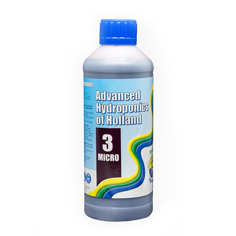Bottle of Advanced Hydroponics of Holland nutrient solution on a white background