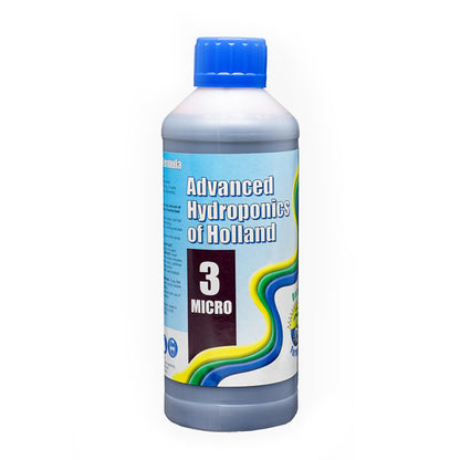 Bottle of Advanced Hydroponics of Holland nutrient solution on a white background