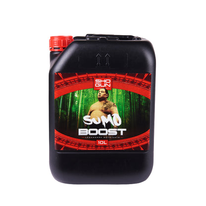 Black container labeled 'Sumo Boost' with a red and green design on a white background