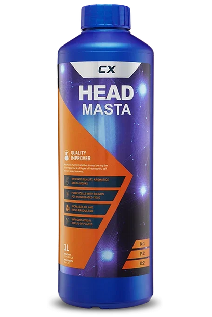 QUALITY IMPROVER Head Masta nutrient additive is used during the flowering period in all types of hydroponic, soil and coco