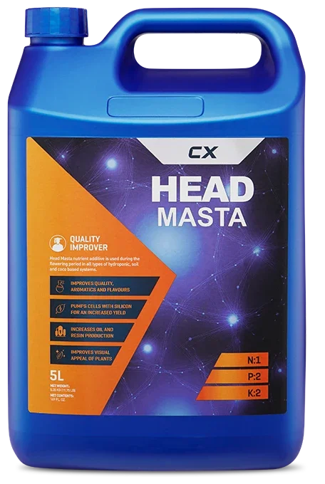 QUALITY IMPROVER Head Masta nutrient additive is used during the flowering period in all types of hydroponic, soil and coco