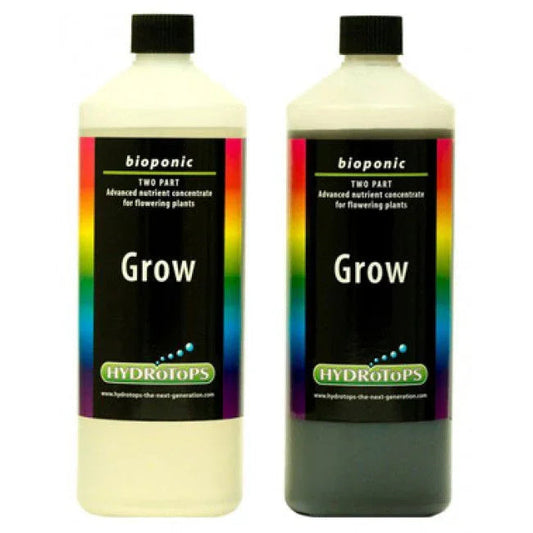 HydroTops Bio-Organic Nutrient - Hydro Grow 2 part Nutrient. Hydrotops Grow nutrient concentrates are formulated for the