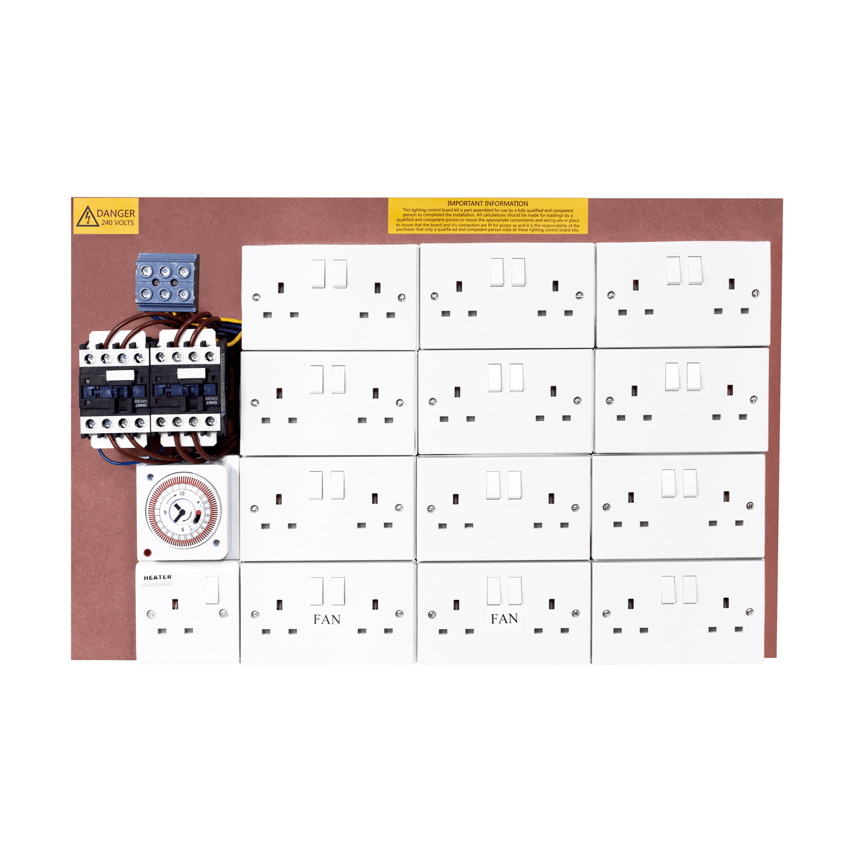 Contactor Board Double 20/25 - Greenbox MDF Contactors - Timer Board