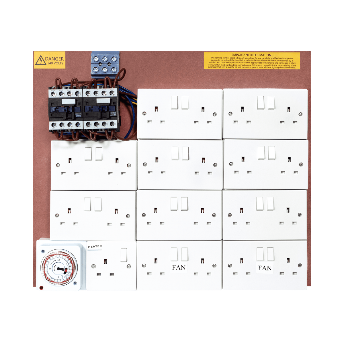 Contactor Board Double 16/21 - Greenbox MDF Contactors - Timer Board