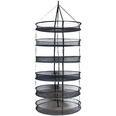 Six-tier hanging black mesh drying rack for herbs and plants