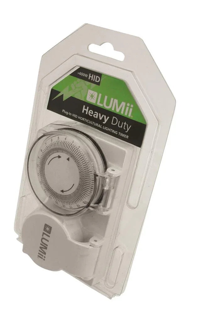 Lumii Heavy Duty Plug-In HID Horticultural Lighting Timer in blister packaging