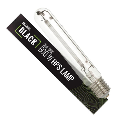 The LUMii BLACK Lamps is a 600 W Dual Spectrum, High Pressure Sodium (HPS) Lamp with an E40 fitting. Perfect for stimulating