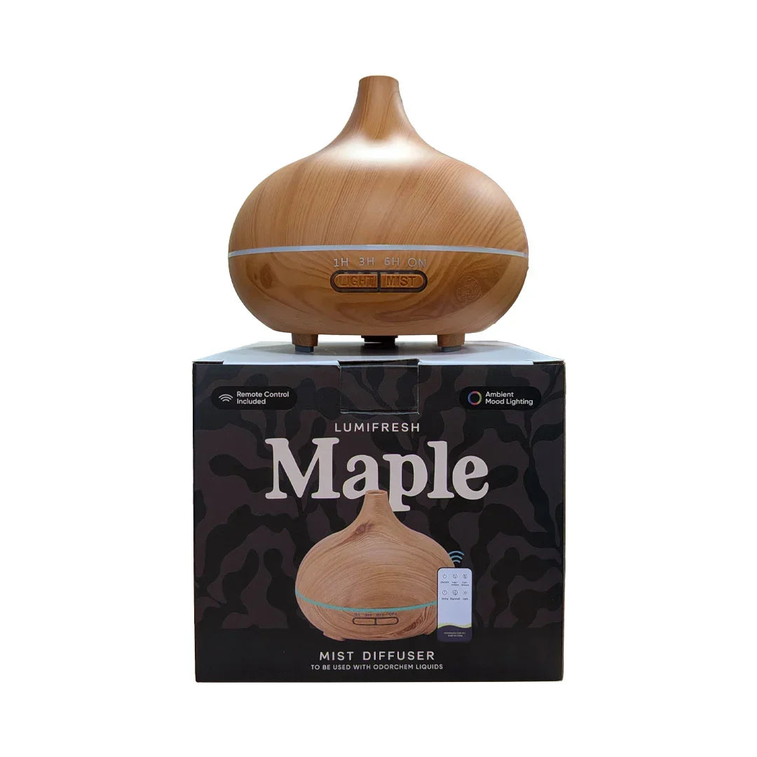 The LumiFresh Maple & Ebony Mist Diffusers are designed to elevate your living space with soft, aromatic mist and warm,