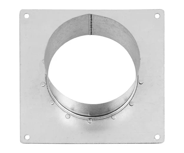 Steel wall mounting ducting flanges to terminate a ducting run through a wall. Simply screw to the wall through the