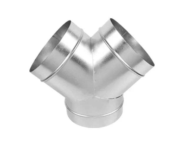 Join two ducts into one. Male - Male - Male, so ducting can be sealed to each outlet. Strong durable galvanised steel