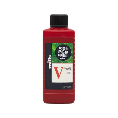 Mills Vitalize plant additive, a high-concentration silicic acid formula that strengthens plant immunity and boosts flowering.
