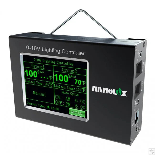 The Nanolux Smart Lighting Controller is designed to provide wired control to two lighting groups in a greenhouse. You can