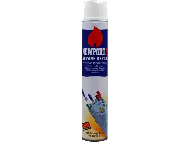 NEWPORT Butane Lighter Gas – 400ml (RED) Newport Butane Lighter Gas is a premium-quality butane refill, perfect for lighters