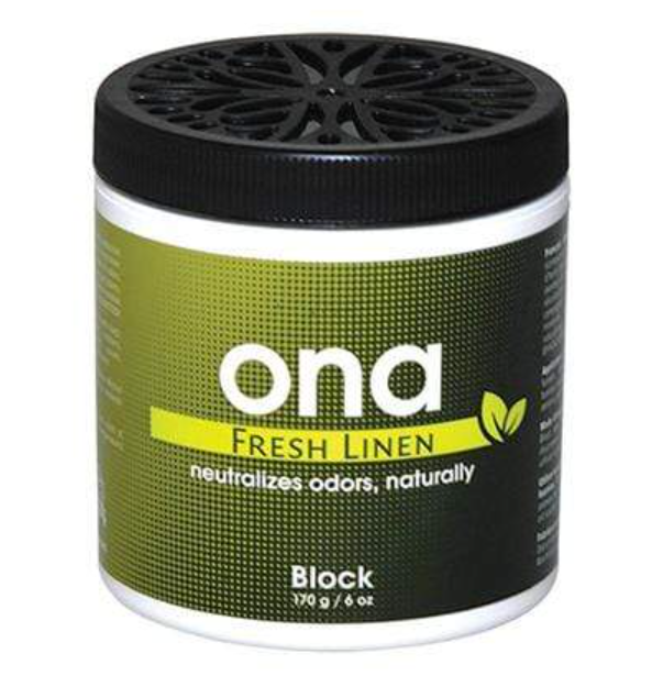 Ona Block air freshener in Fresh Linen scent on a white background