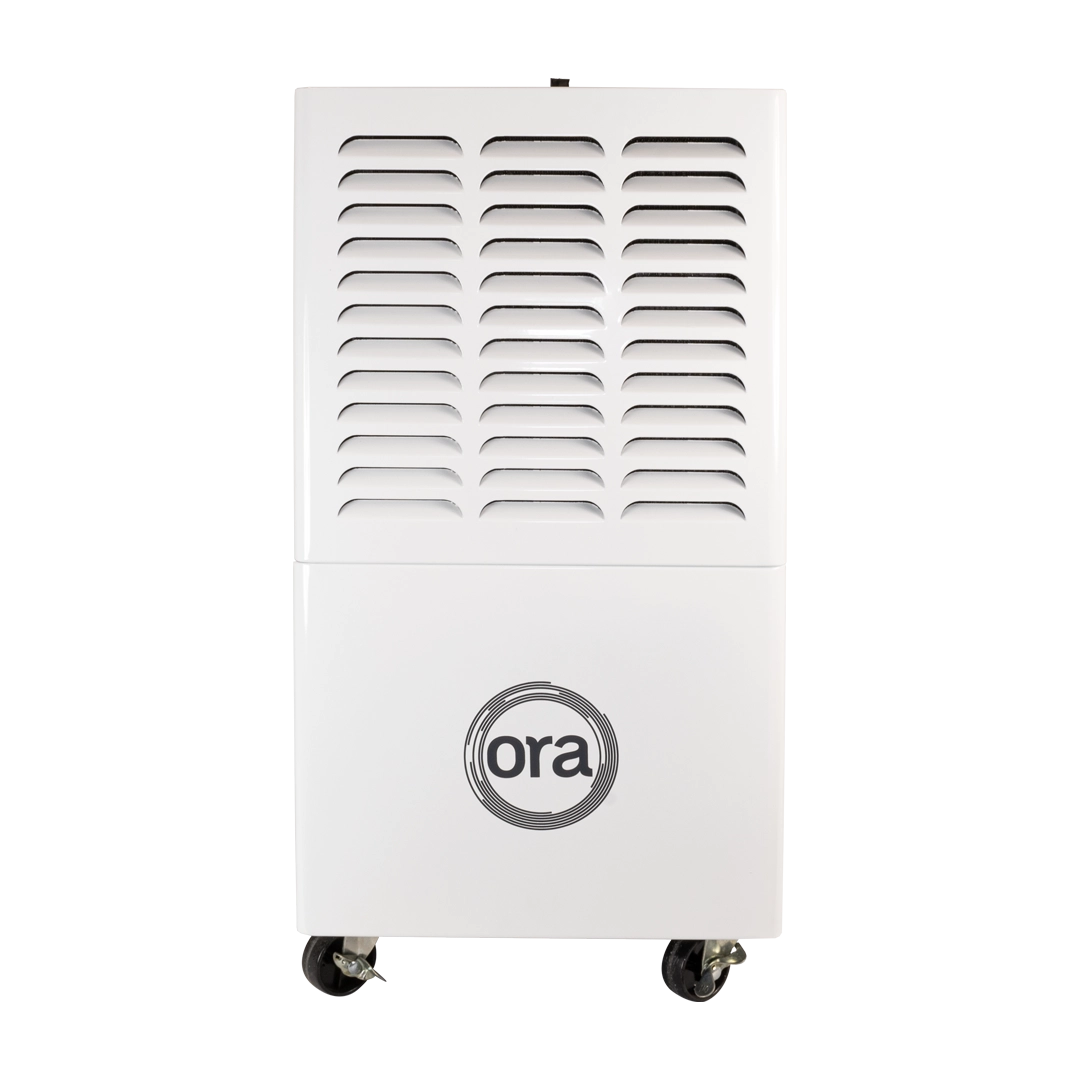 White dehumidifier with 'ora' logo on a white background