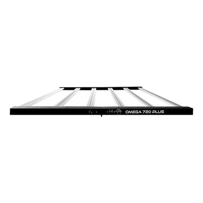Omega 720W Plus LED grow light with built-in driver, 2088 µmol/s PPF and 2.9 µmol/J efficiency across 6 light bars.