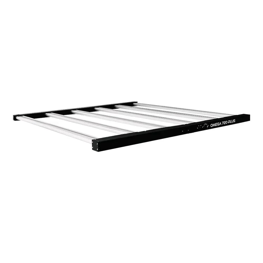 Omega 720W Plus LED grow light with built-in driver, 2088 µmol/s PPF and 2.9 µmol/J efficiency across 6 light bars.