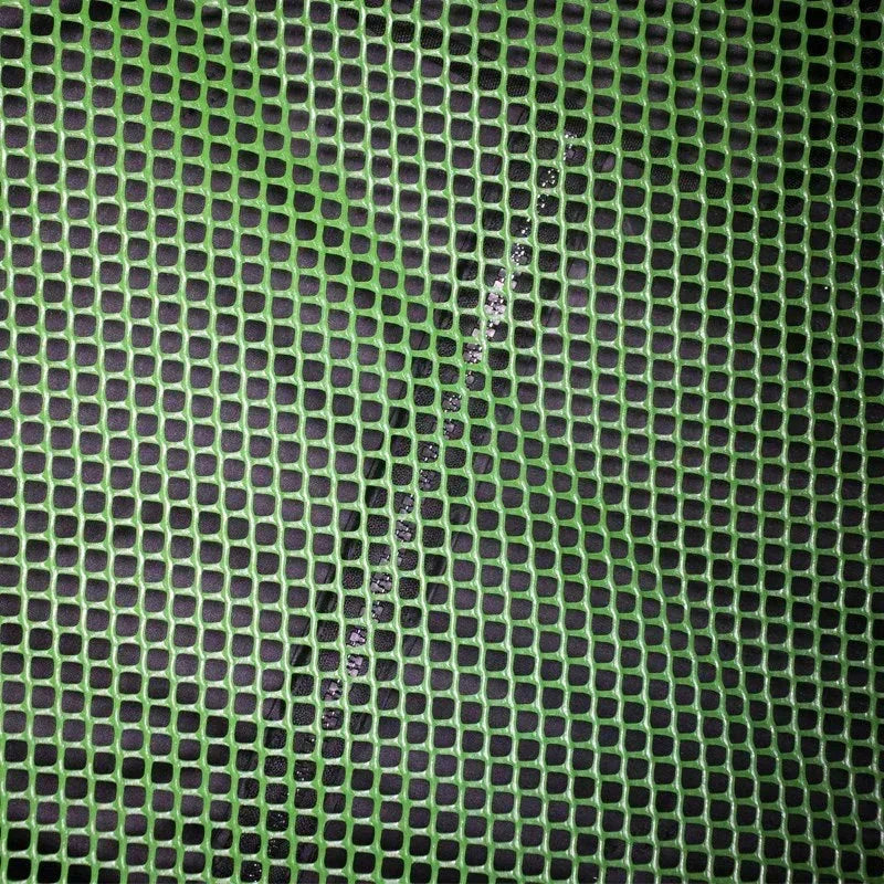 Close-up of green plastic hydroponic grow netting for plant support