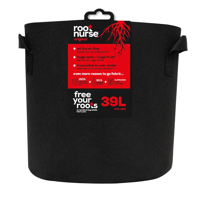 Root Nurse Black Pot Give your plants the support they deserve with durable, reusable fabric containers designed for healthy