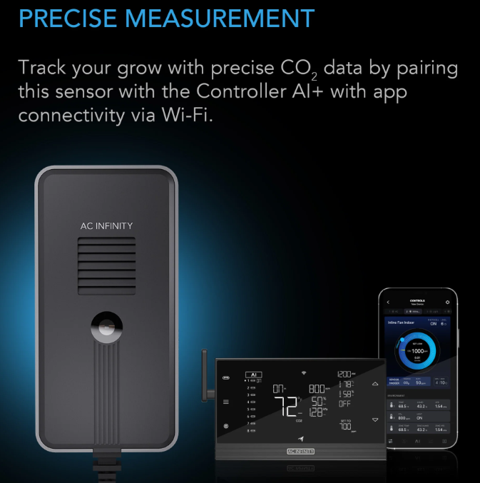 AC Infinity CO2 & Light Sensor - Default Title - DiscountHydro.com - 48.00 - AC Infinity, Environment Control > Environment Controllers, Lighting > Accessories