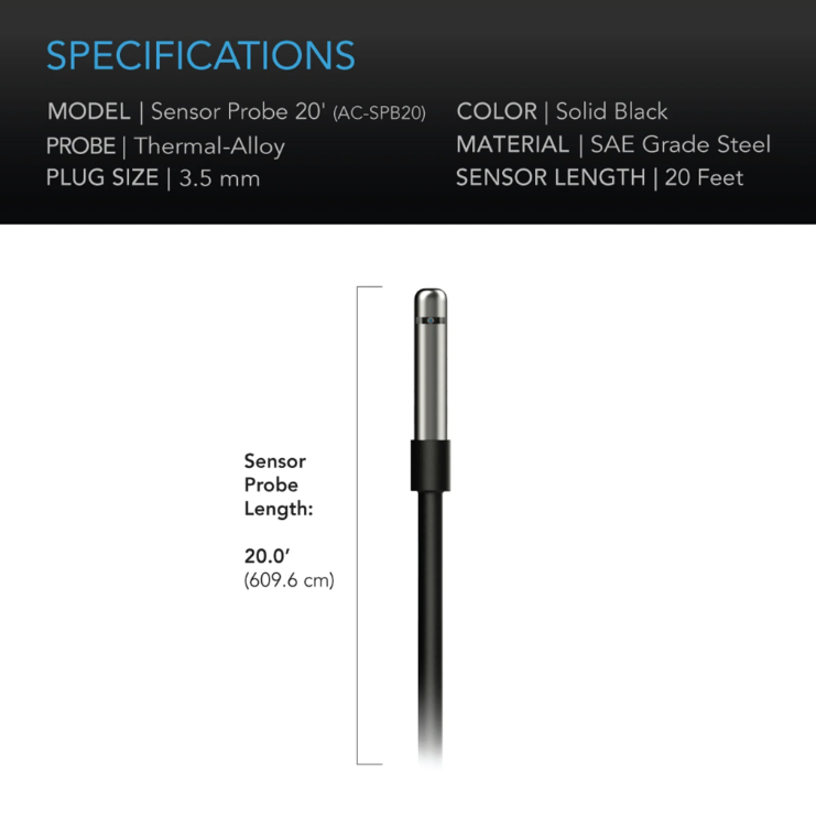 AC Infinity Controller Sensor Probe - Default Title - DiscountHydro.com - 19.99 - AC Infinity, Environment Control, Environment Control > Environment Controllers, Fans & Filters > Fan Controllers