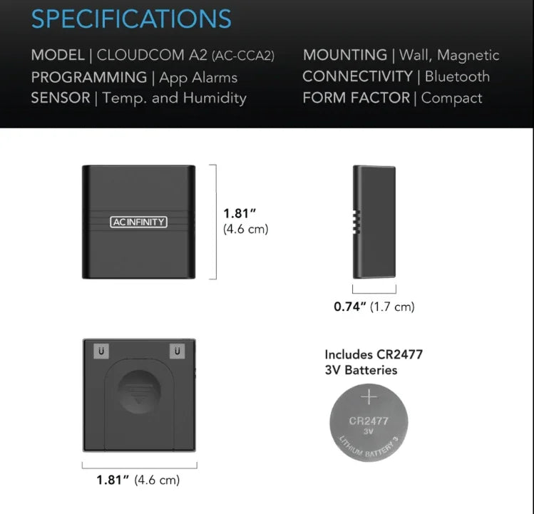 AC Infinity Cloudcom A2 mini smart thermo-hygrometer
