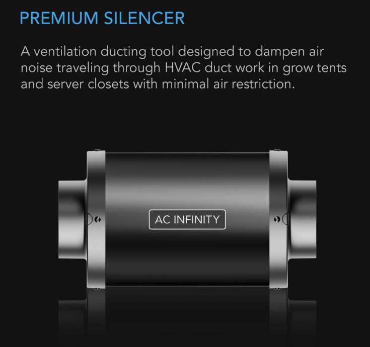 AC Infinity - Dust Silencers - 4 inch - DiscountHydro.com - 40.99 - AC Infinity, Fans & Filters > Ducting Accessories, Fans & Filters > Silencers
