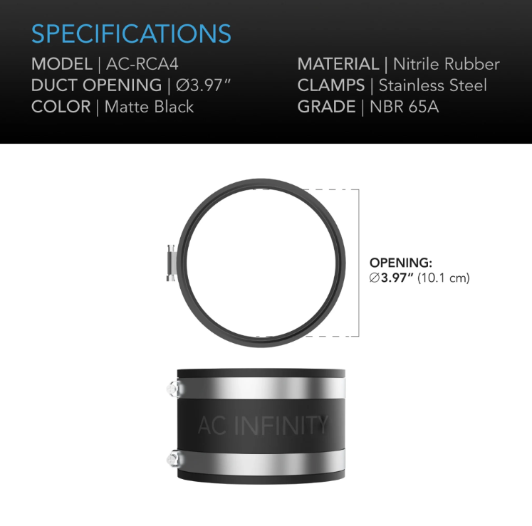 AC Infinity - Noise Reduction Clamps - 4 inch - DiscountHydro.com - 11.99 - AC Infinity, Fans & Filters > Ducting Accessories, Tools and Accessories