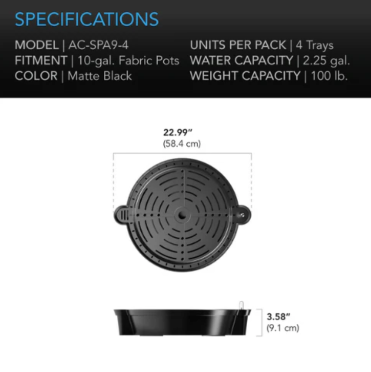 AC Infinity - Self Watering Bases - 5 Gallon - DiscountHydro.com - 54.99 - AC Infinity, Pots & Trays > Auto Feeding Systems, Pots & Trays > System Parts, Systems