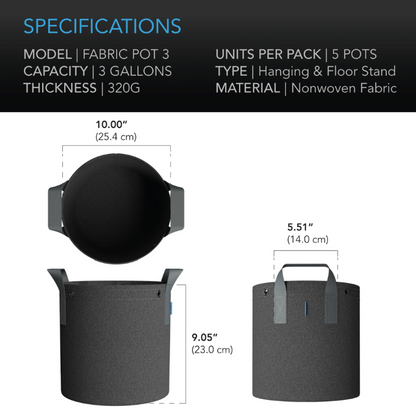 AC Infinity - Heavy Duty Fabric Post - 1 Gallon - DiscountHydro.com - 16.99 - AC Infinity, Pots & Trays > Plant Pots and Pouches