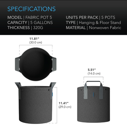 AC Infinity - Heavy Duty Fabric Post - 1 Gallon - DiscountHydro.com - 16.99 - AC Infinity, Pots & Trays > Plant Pots and Pouches