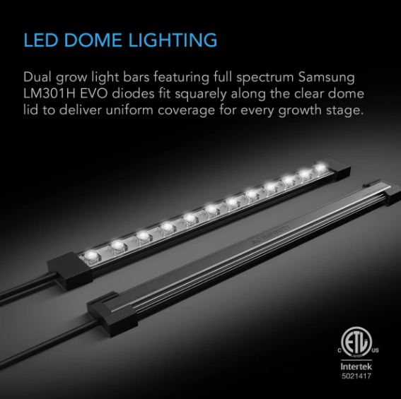 AC Infinity - Humidity Dome with Light Bars - HDL5 Humidity Dome with Light Bars 5 x 8 Tray - DiscountHydro.com - 71.99 - AC Infinity, Grow Media > Propagation, Lighting > Propagation Lighting, Pots & Trays > Propagation Trays