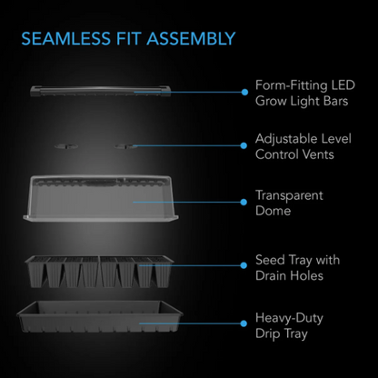 AC Infinity - Humidity Dome with Light Bars - HDL5 Humidity Dome with Light Bars 5 x 8 Tray - DiscountHydro.com - 71.99 - AC Infinity, Grow Media > Propagation, Lighting > Propagation Lighting, Pots & Trays > Propagation Trays