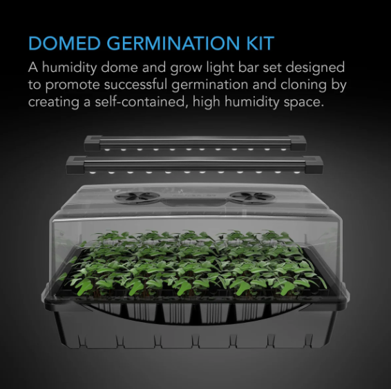 AC Infinity - Humidity Dome with Light Bars - HDL5 Humidity Dome with Light Bars 5 x 8 Tray - DiscountHydro.com - 71.99 - AC Infinity, Grow Media > Propagation, Lighting > Propagation Lighting, Pots & Trays > Propagation Trays