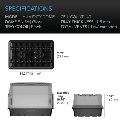 AC Infinity - Humidity Dome - HDA5 Humidity Dome 5 x 8 Tray - DiscountHydro.com - 33.99 - AC Infinity, Grow Media > Propagation, Pots & Trays > Propagation Trays