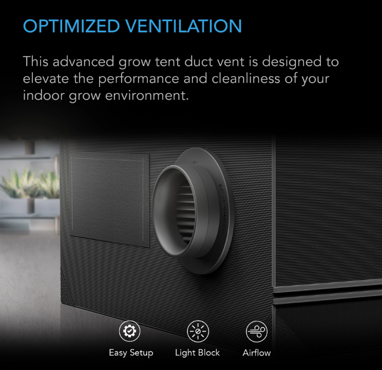 Grow Tent Duct Vent Attachment - 6 inch 2 Pack - DiscountHydro.com - 33.99 - AC Infinity, Grow Tent