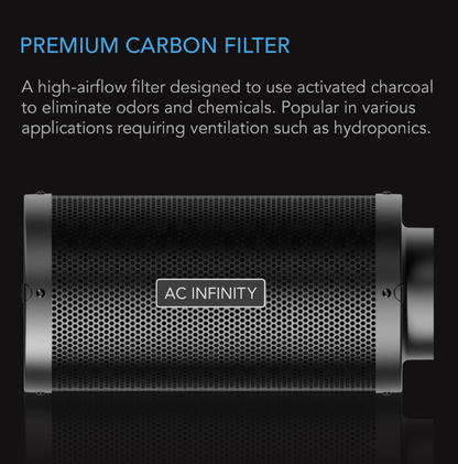 Carbon Filters - 4 inch = 356 m3/hour - DiscountHydro.com - 44.99 - AC Infinity, Fans & Filters > Carbon Filters