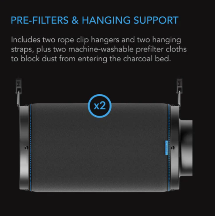 Carbon Filters - 4 inch = 356 m3/hour - DiscountHydro.com - 44.99 - AC Infinity, Fans & Filters > Carbon Filters