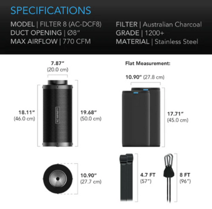 Carbon Filters - 4 inch = 356 m3/hour - DiscountHydro.com - 44.99 - AC Infinity, Fans & Filters > Carbon Filters