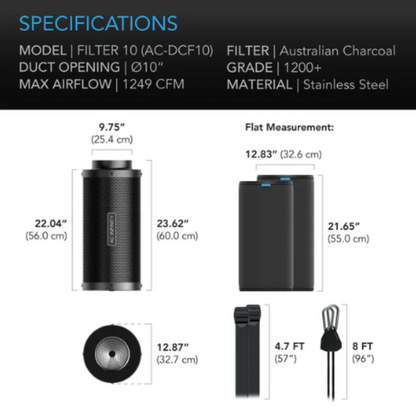 Carbon Filters - 4 inch = 356 m3/hour - DiscountHydro.com - 44.99 - AC Infinity, Fans & Filters > Carbon Filters