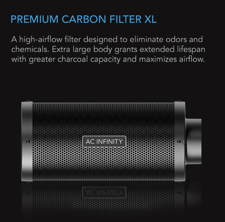 XL Carbon Filters - 4 inch = 509 m3/hour - DiscountHydro.com - 63.99 - AC Infinity, Fans & Filters > Carbon Filters
