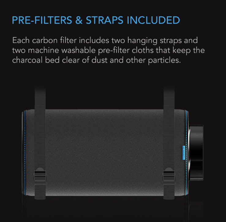 XL Carbon Filters - 4 inch = 509 m3/hour - DiscountHydro.com - 63.99 - AC Infinity, Fans & Filters > Carbon Filters
