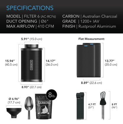 Refillable Carbon Filters - 4 inch = 357 m3/hour - DiscountHydro.com - 81.99 - AC Infinity, Fans & Filters > Carbon Filters